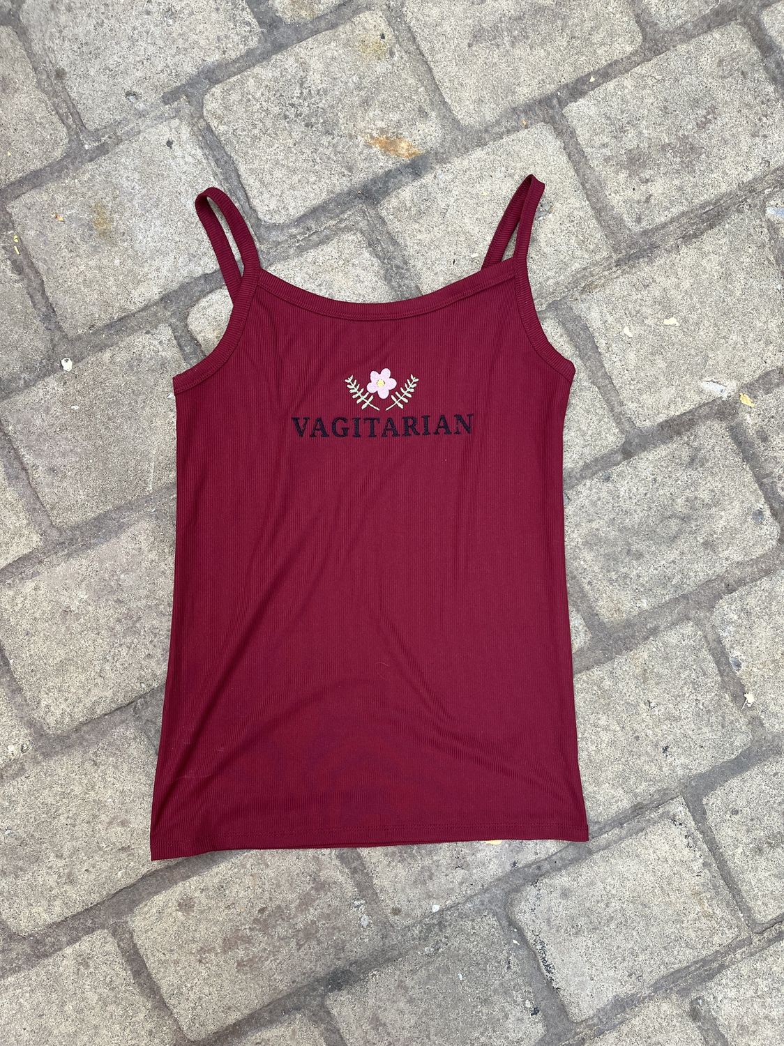 maroon vagitarian tank