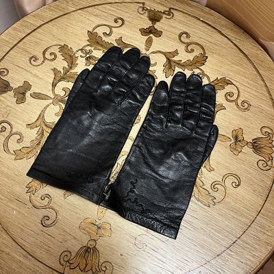 black leather driving gloves