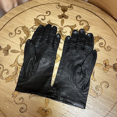 black leather driving gloves