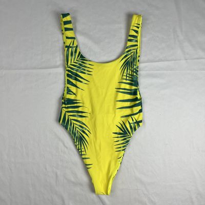 Neon Yellow Palm tree one piece