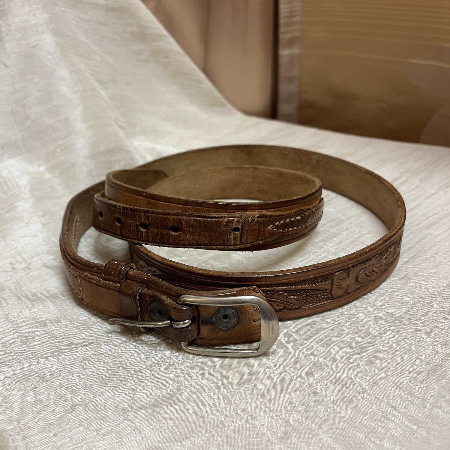 light brown leather textured belt