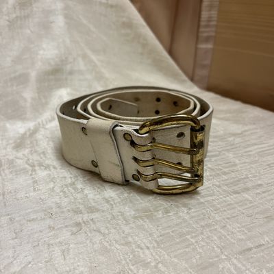 three hole punch cream belt