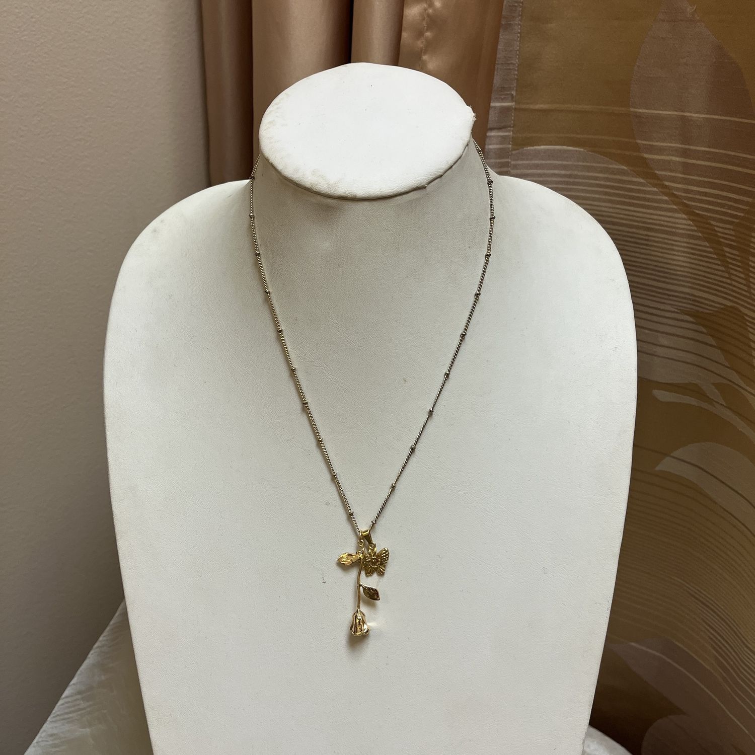 butterfly and rose necklace