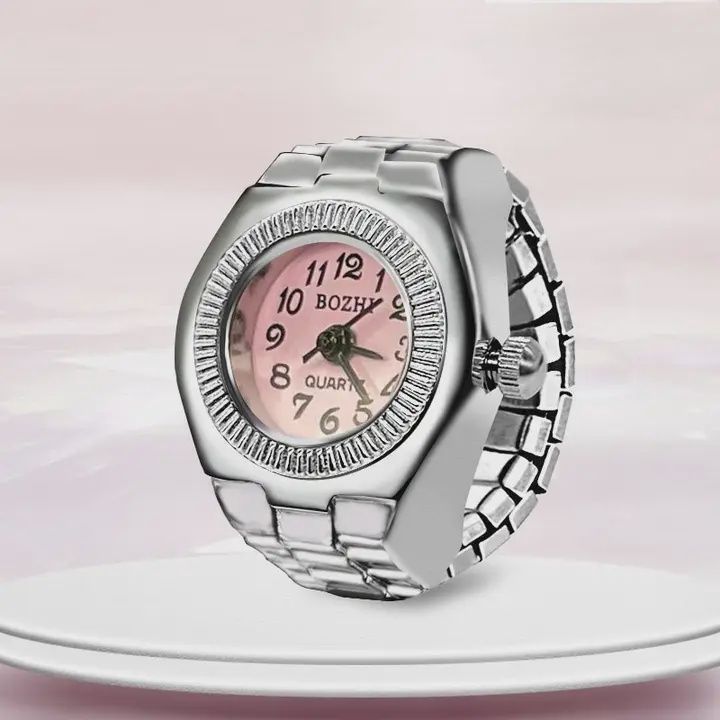 Pink Silver Circle Watch Ring