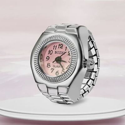 Pink Silver Circle Watch Ring