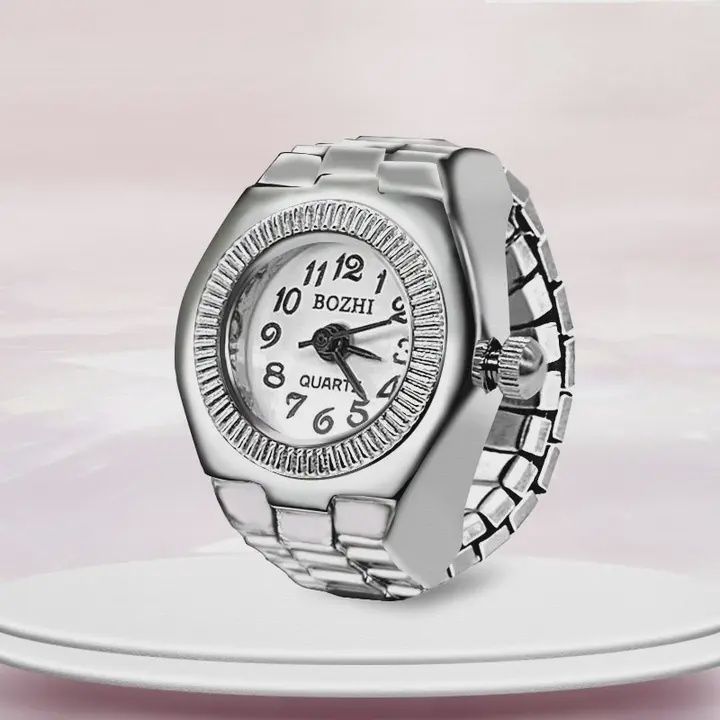 White Silver Circle Watch Ring
