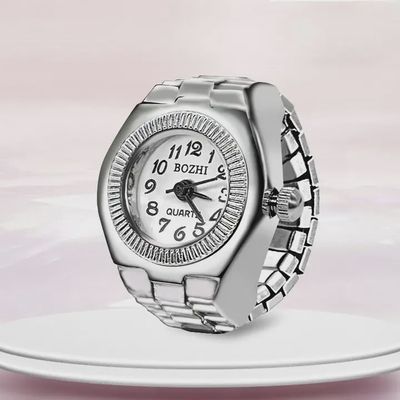 White Silver Circle Watch Ring