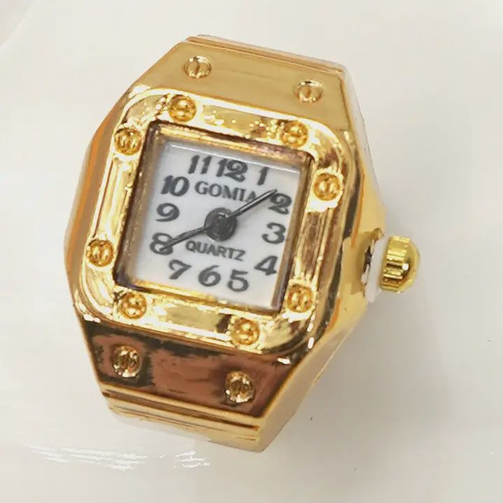 Gold Square White Watch Ring