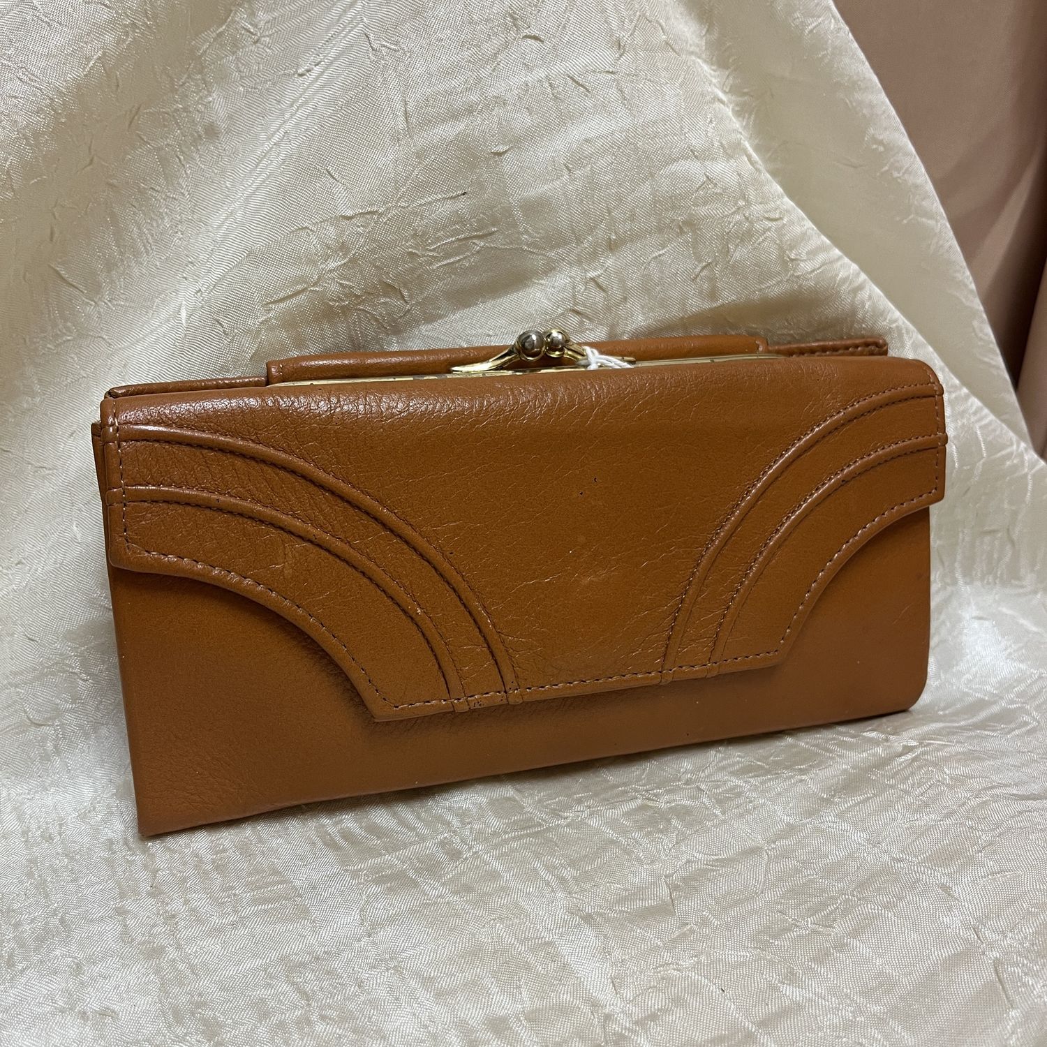Orange brown cowhide wallet