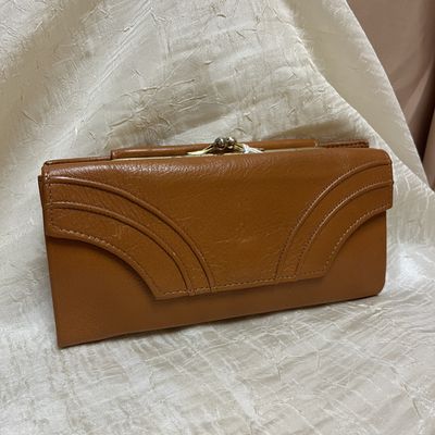 Orange brown cowhide wallet