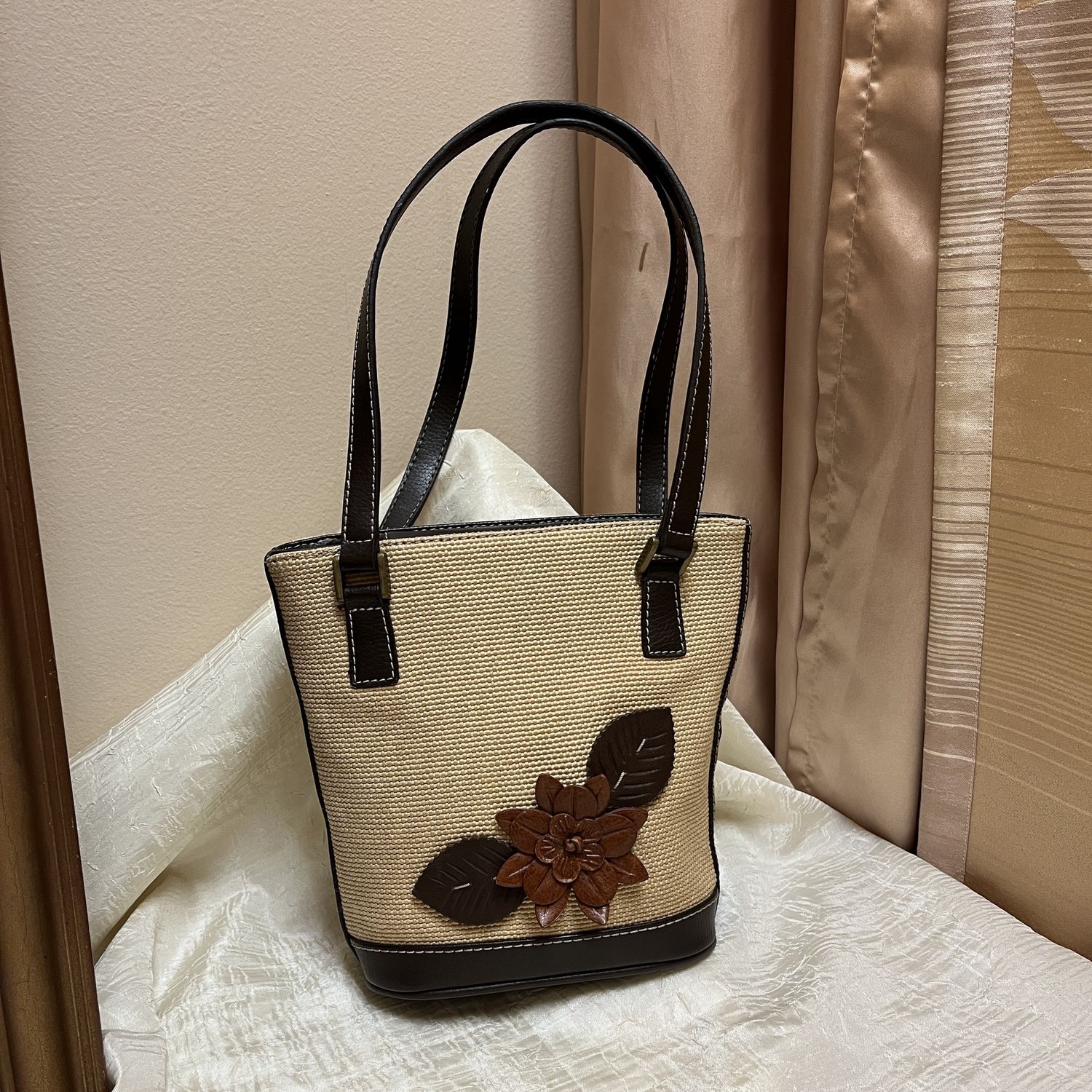 Brown woven Flower bag