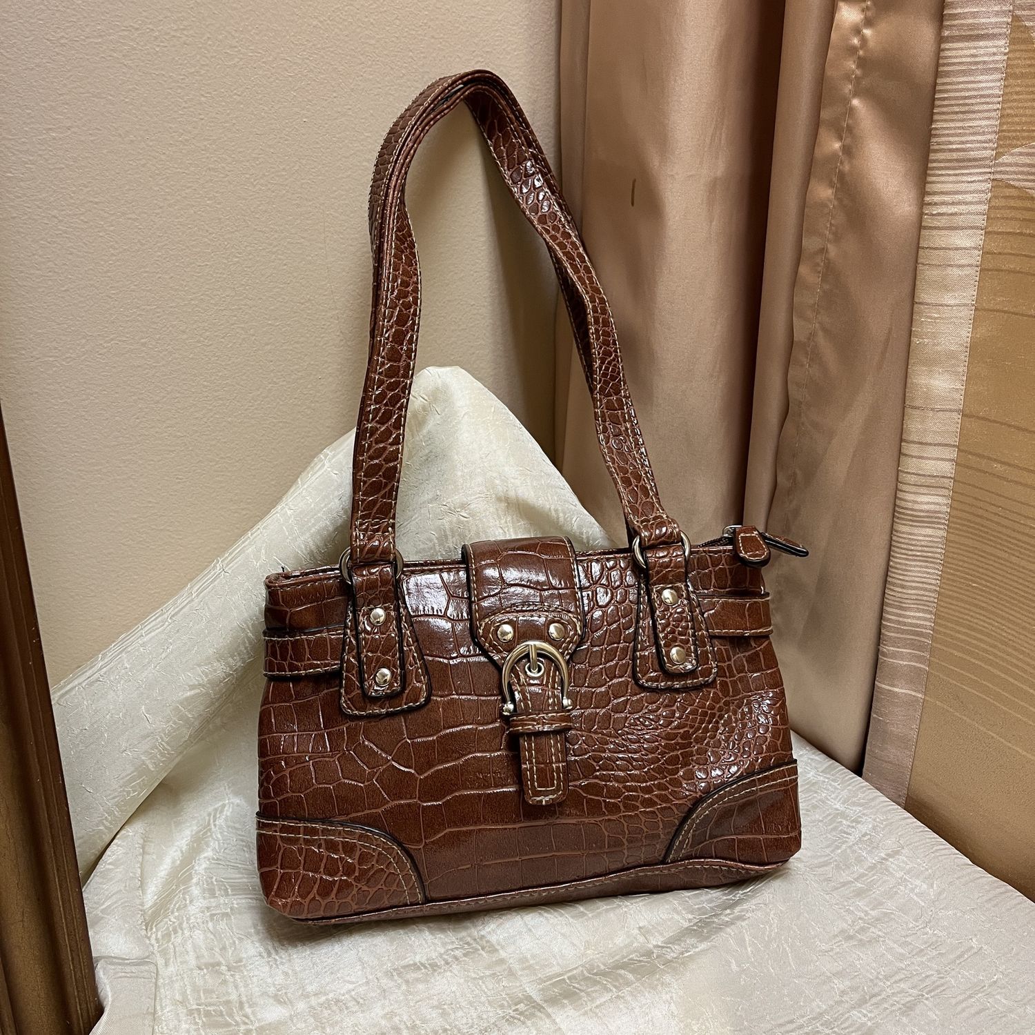 Brown Alligator print bag