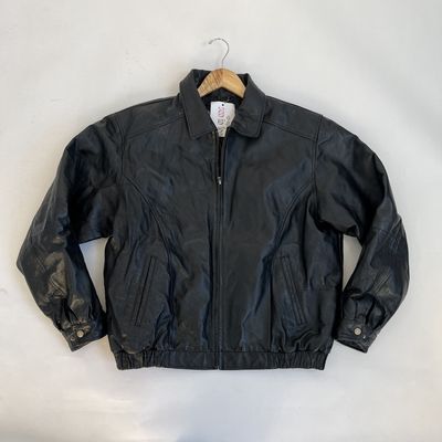 Black Collar Leather Coat