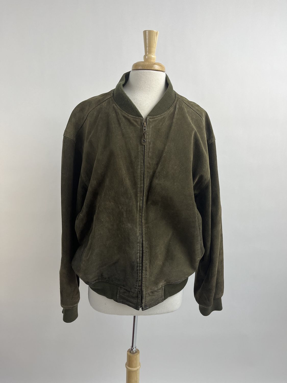 Green Leather Bomber Jacket