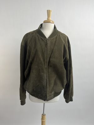 Green Leather Bomber Jacket