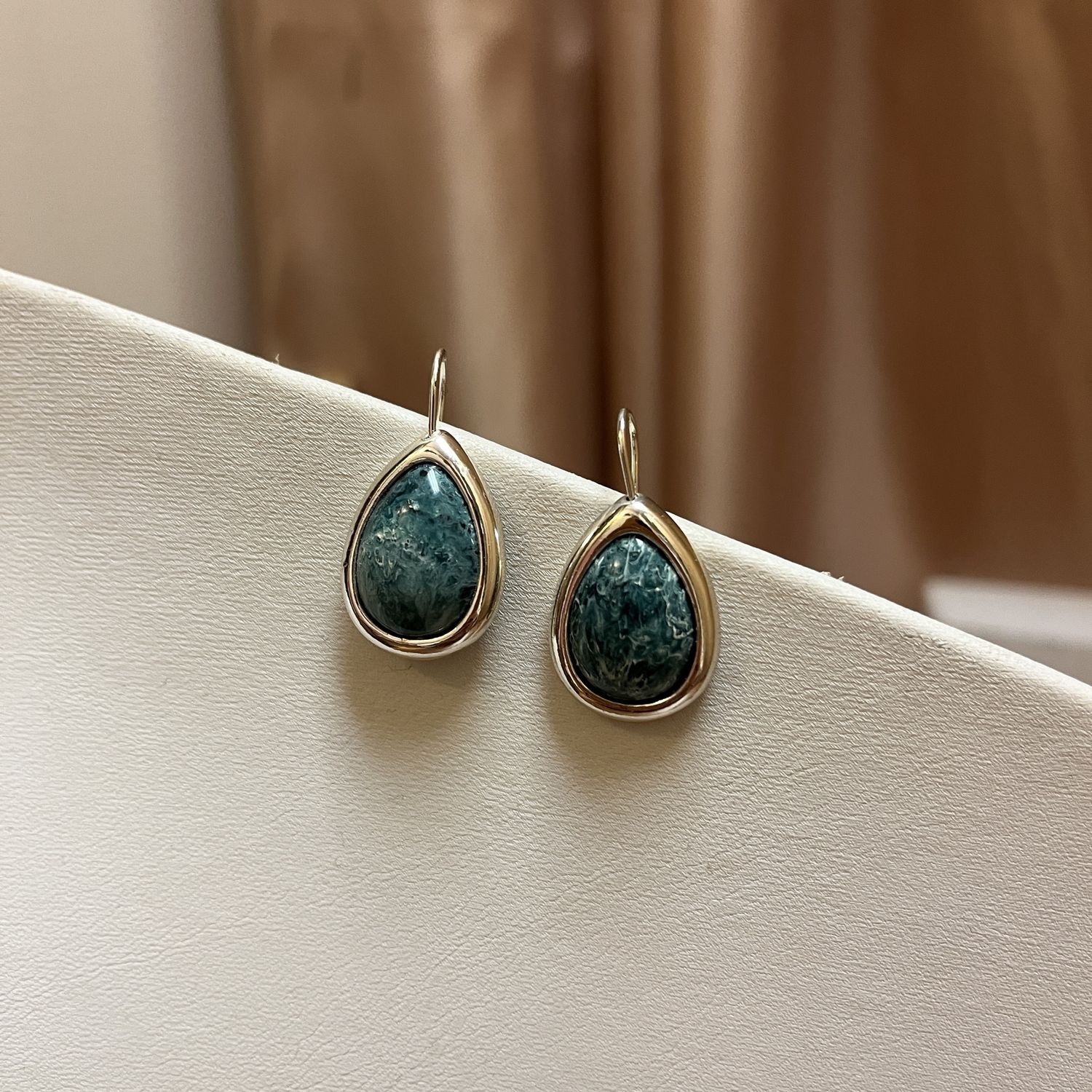 Green Granite Teardrop Earrings