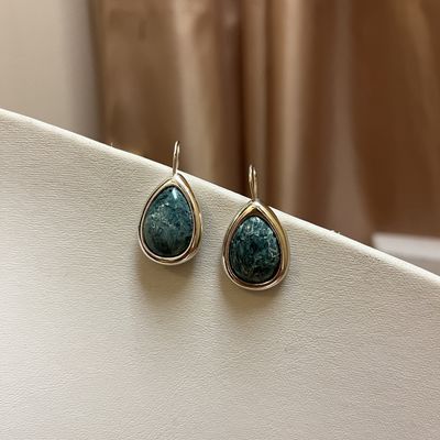 Green Granite Teardrop Earrings
