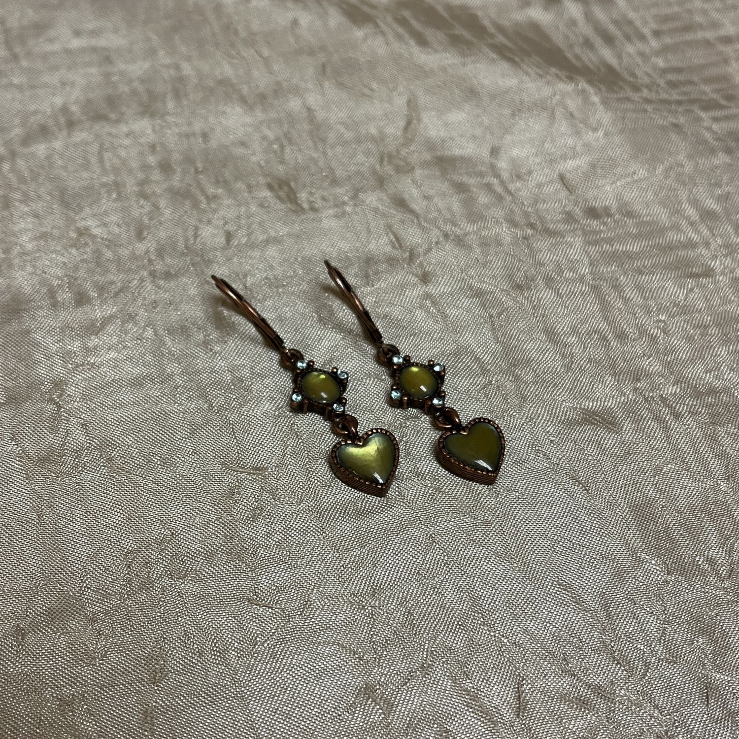 Bronze Green stone earrings