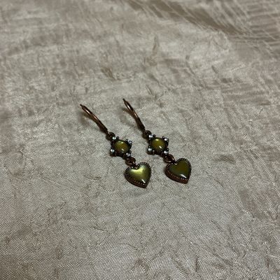 Bronze Green stone earrings