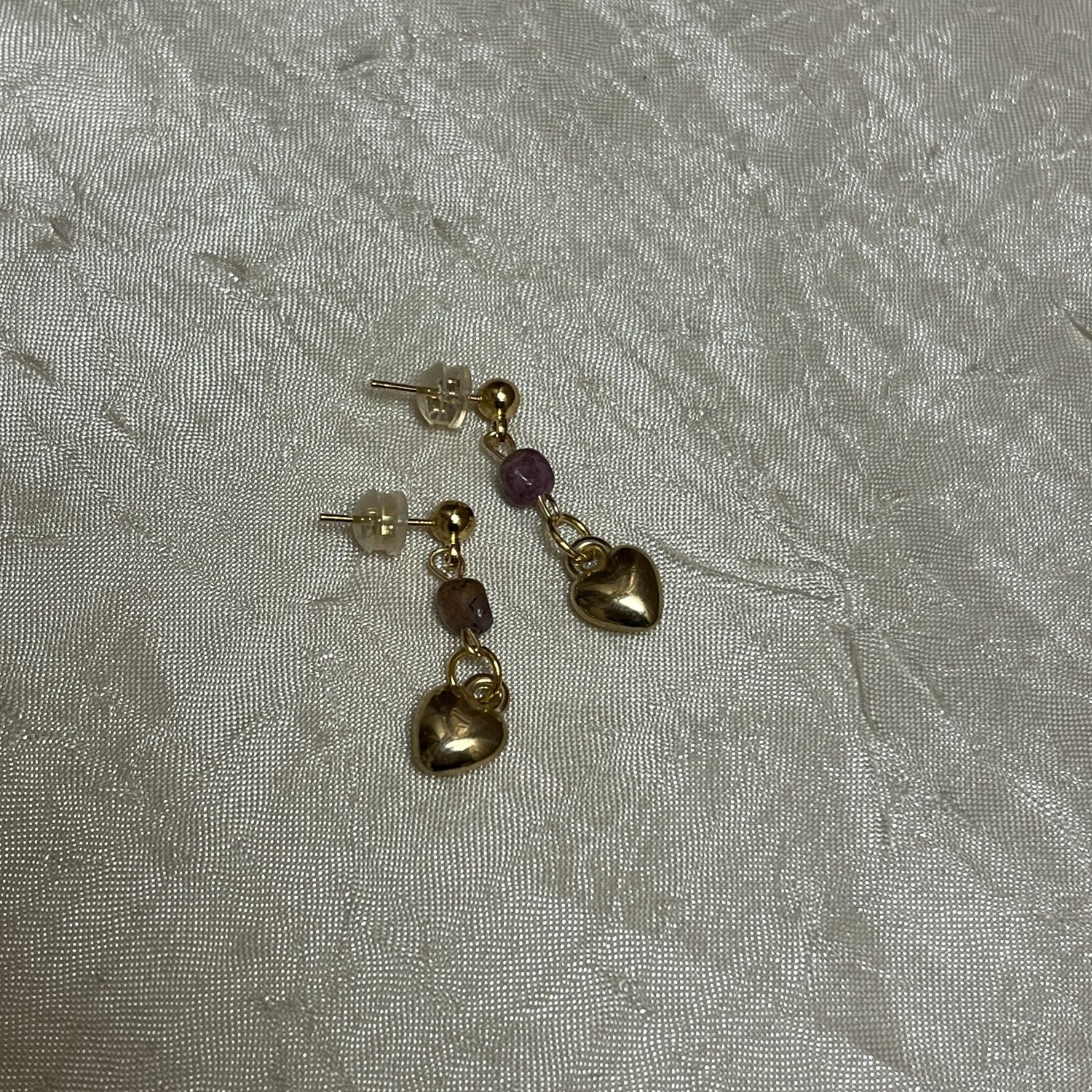 stone heart stud earrings