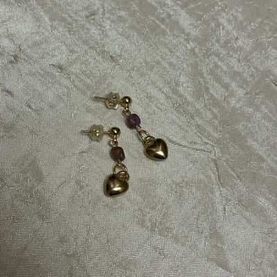 stone heart stud earrings