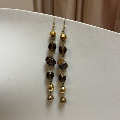 Long dangle bronze earrings