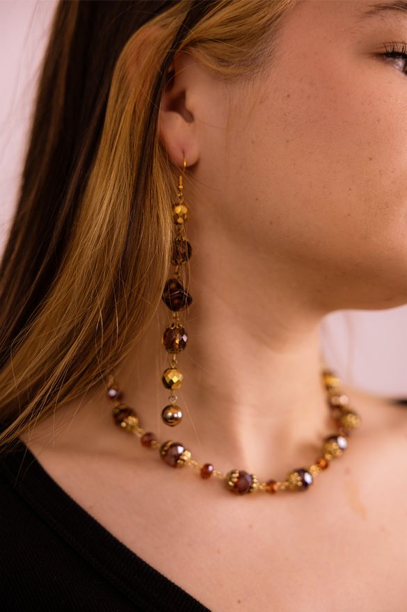 Long dangle bronze earrings