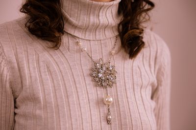 large silver flower pendant necklace