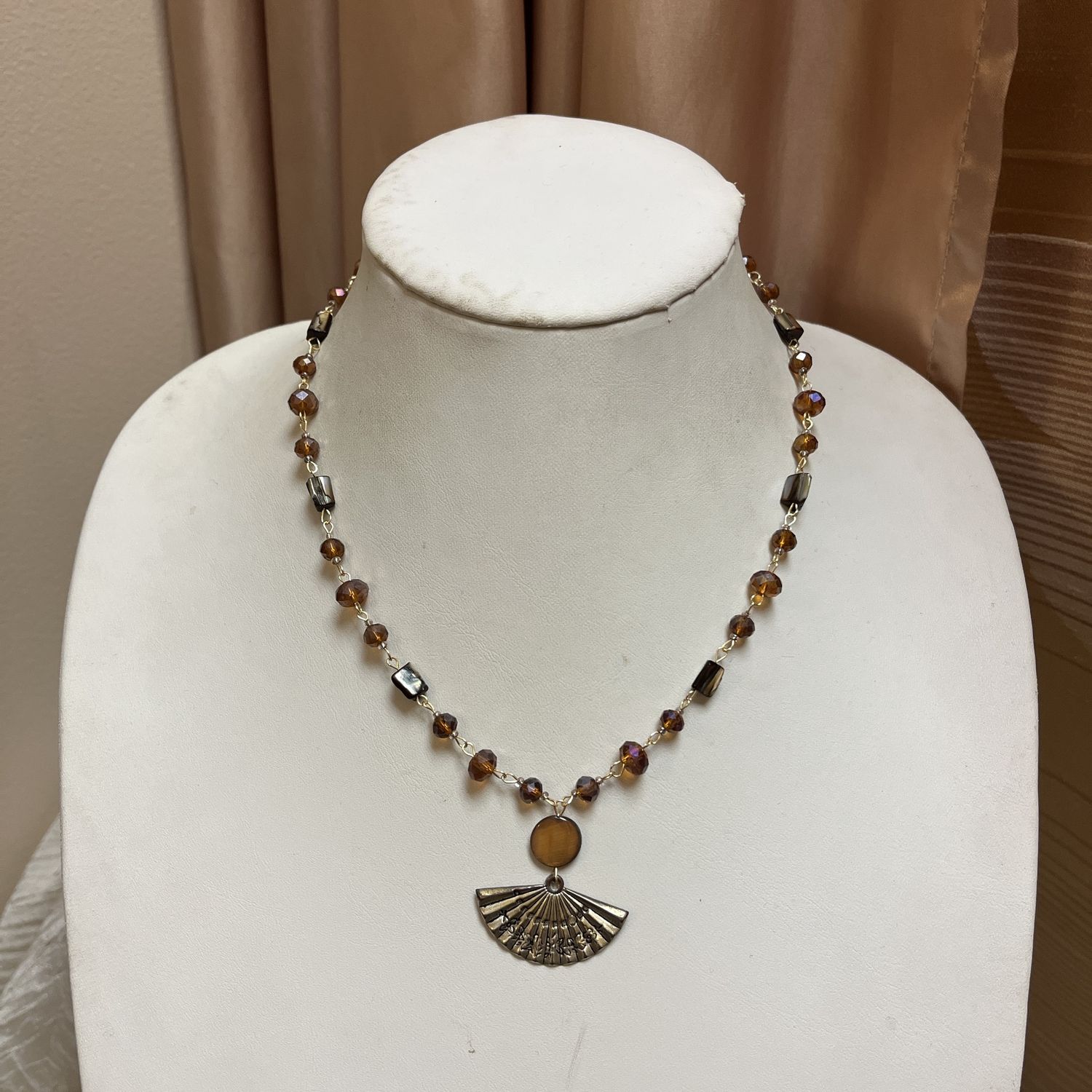 bronze fan necklace
