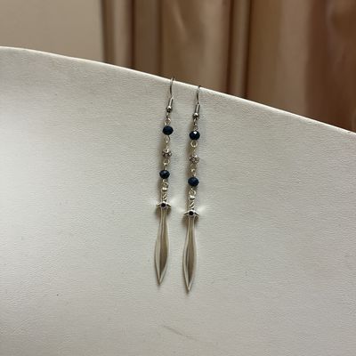 navy sword earrings