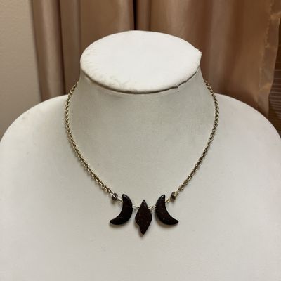 brown stone moon necklace
