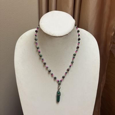 Malachite Pink and Green Necklace