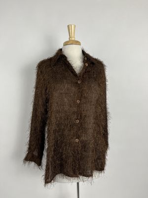 CDW Brown Fuzzy Button up
