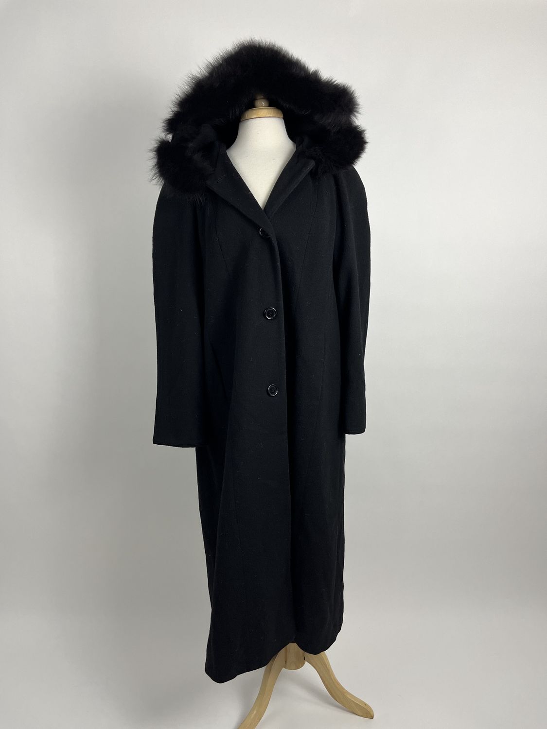 Long hooded wool coat