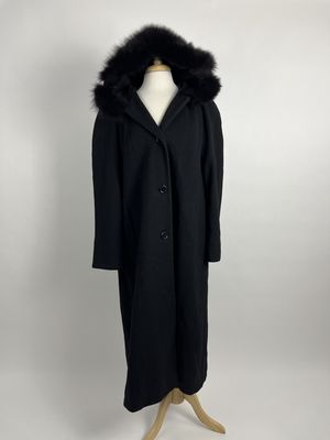Long hooded wool coat