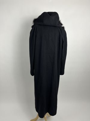 Long hooded wool coat