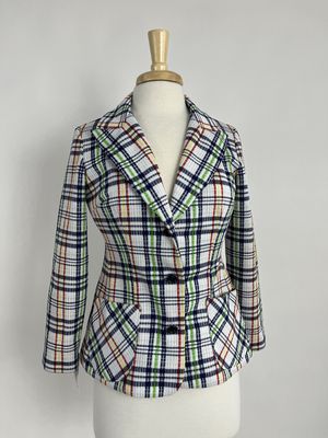 White Plaid Blazer