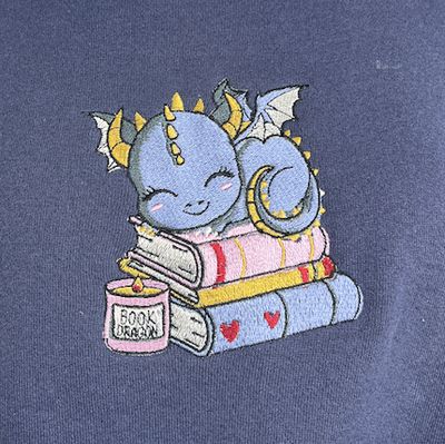 Book Dragon Candle Embroidery
