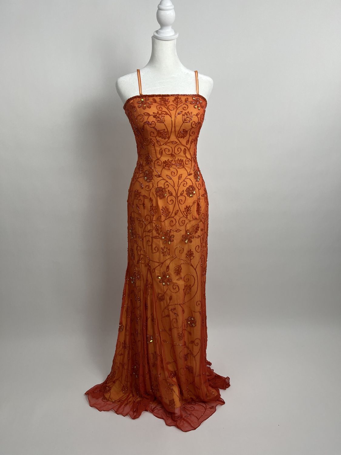 Orange Beaded Cache Gown