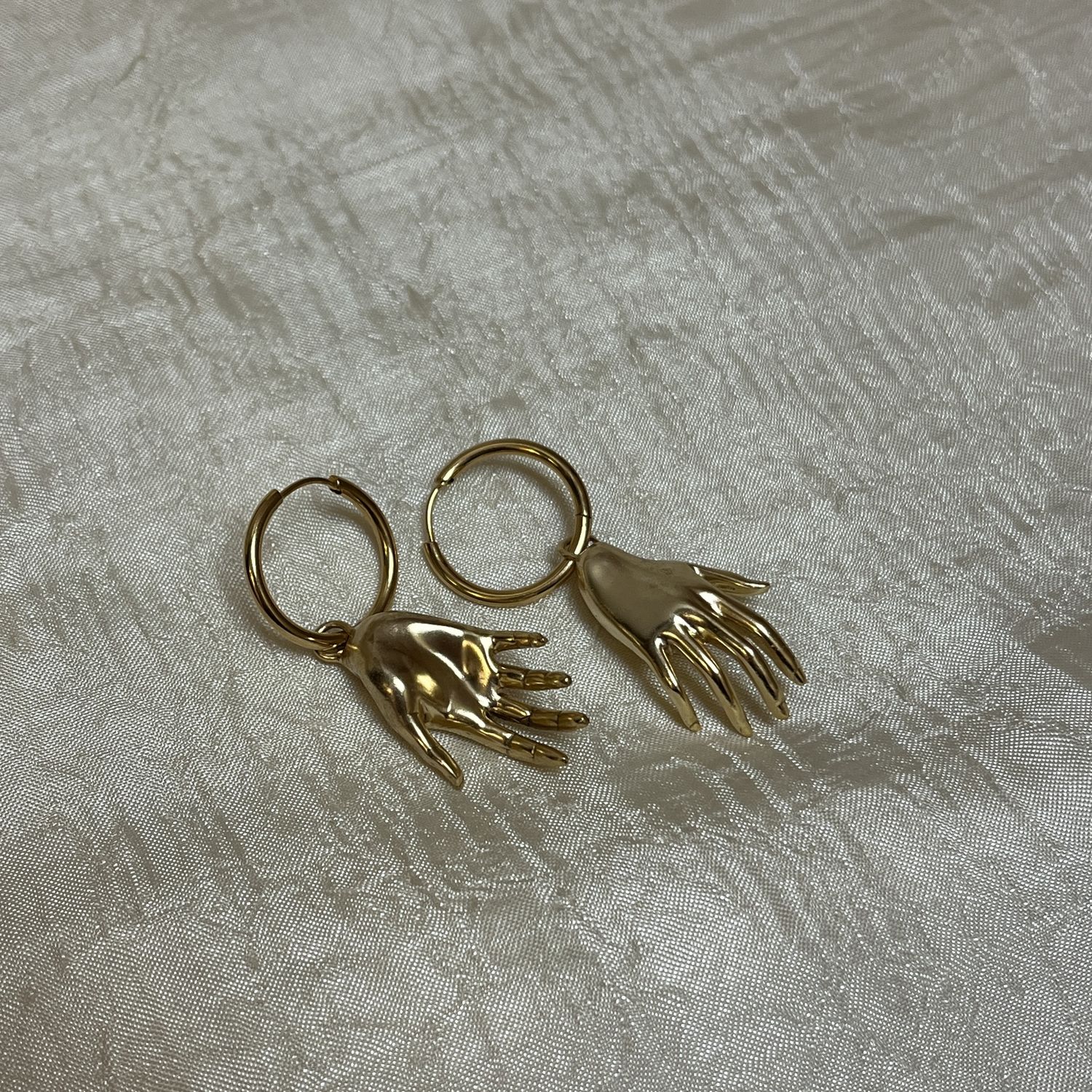 Gold Hoop Hand Earrings