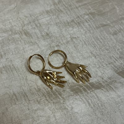 Gold Hoop Hand Earrings