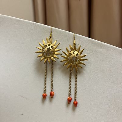 Gold Sun Ray Earrings