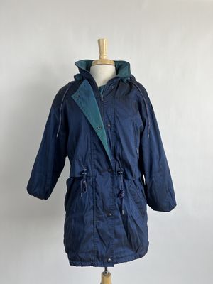 metallic blue puffer