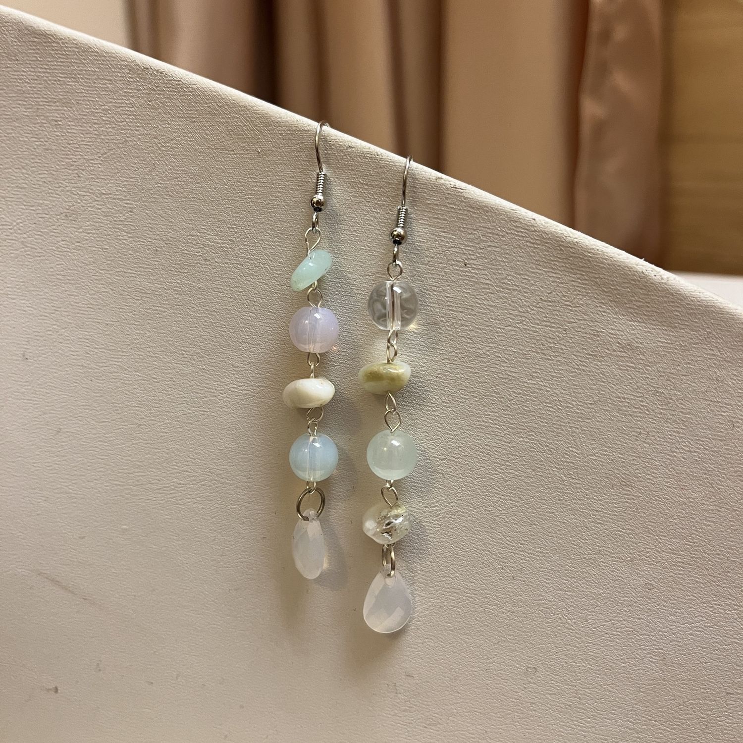 Aqua pearl earrings