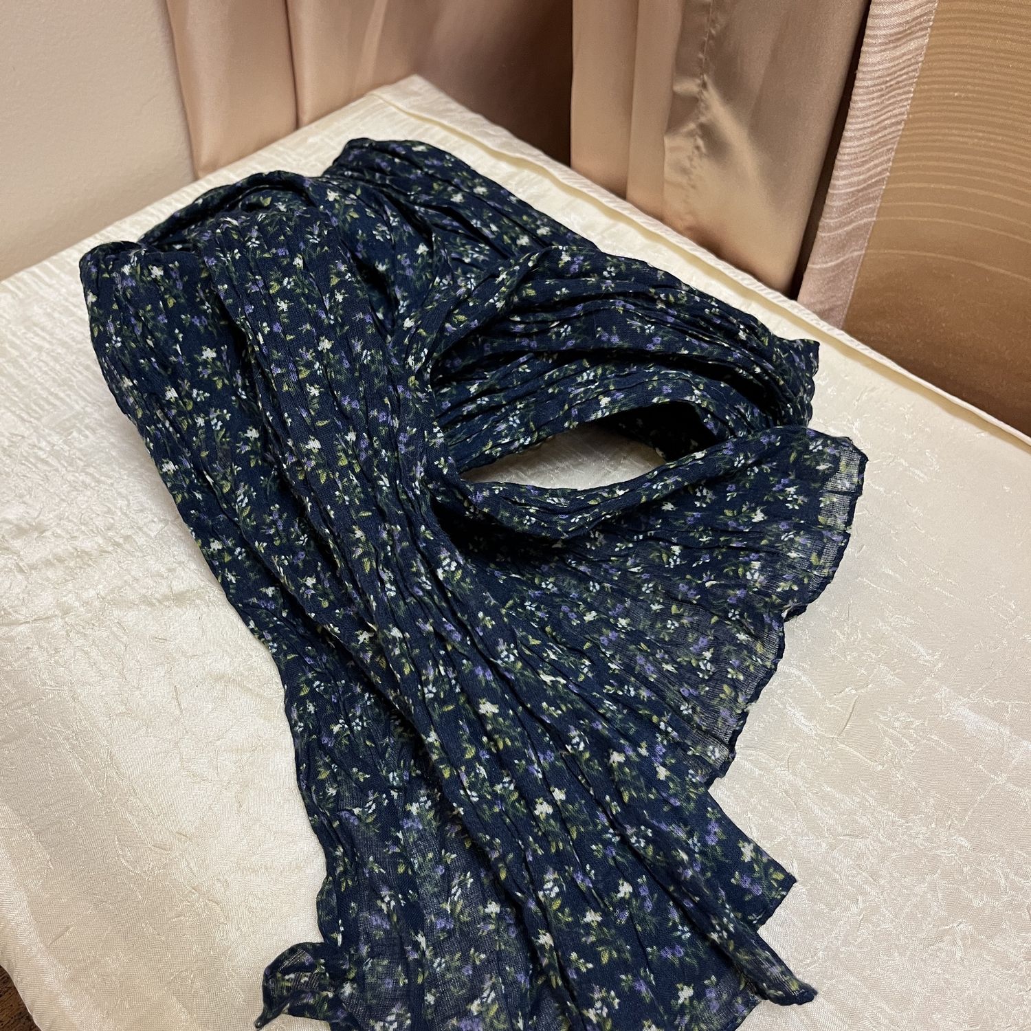 navy flower scarf