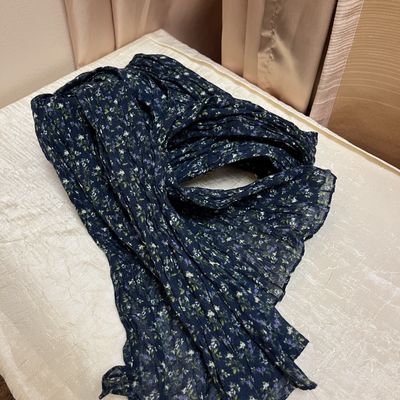 navy flower scarf