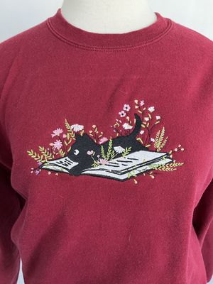 Book Cat Embroidery