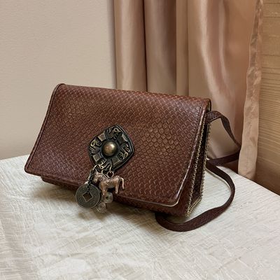 Brown Leather charmed crossbody