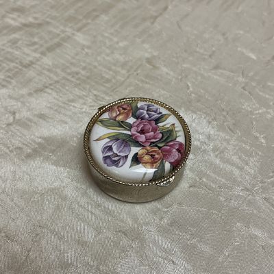 Brass Floral Pill Box
