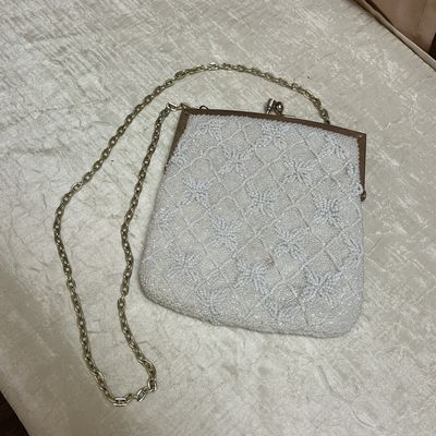 Hand Beaded Vintage White purse